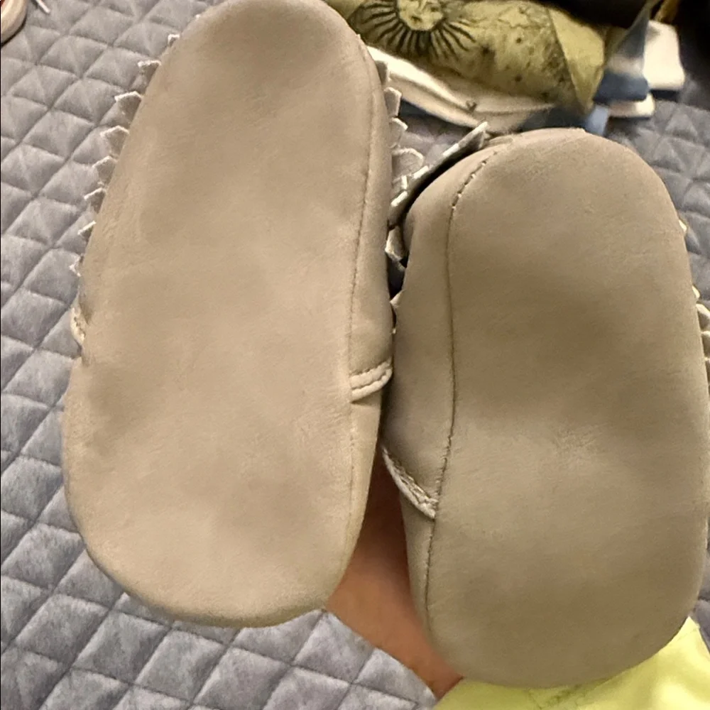 Carter's Gray Fringe Baby Moccasins